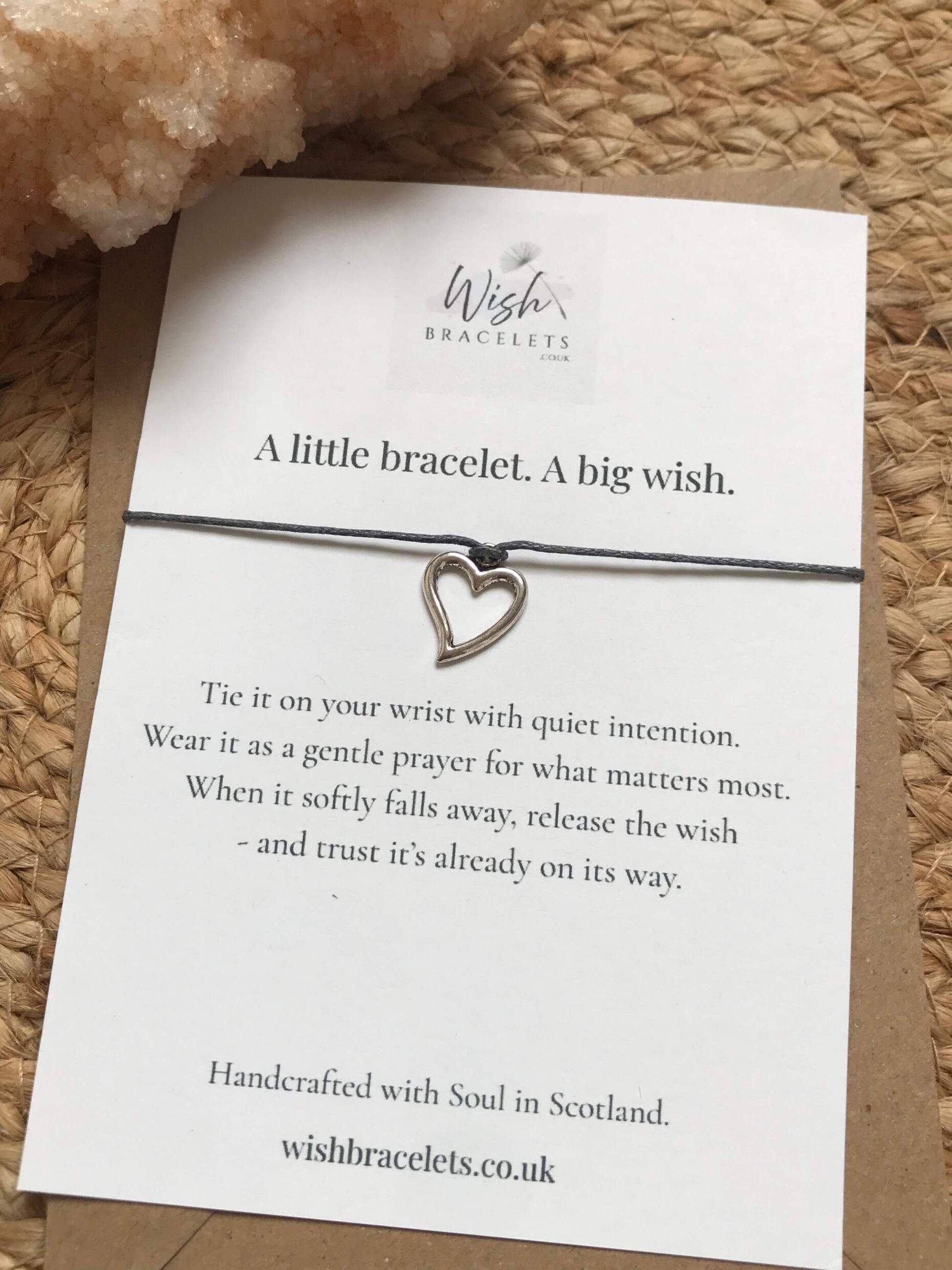 Heart Connection Wish Bracelet love heart wish bracelet on wish card