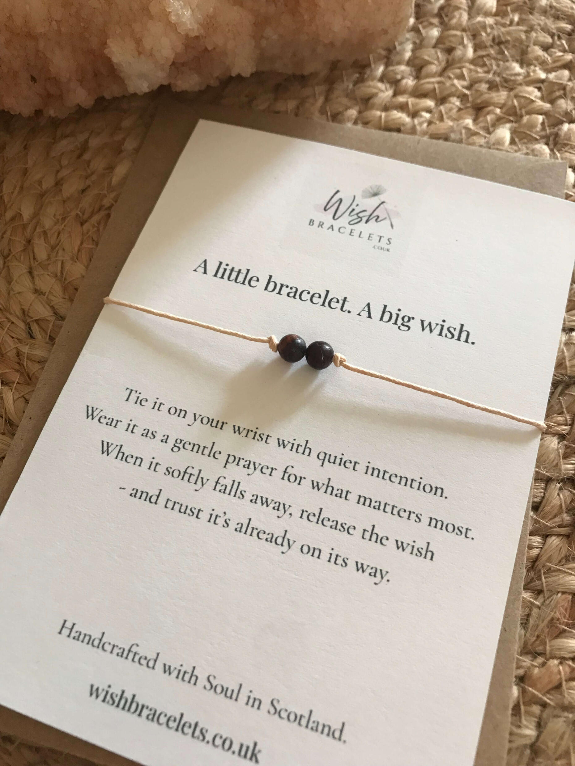 Brave Heart Crystal Wish Bracelet red tiger's eye crystal wish bracelet with caramel cord